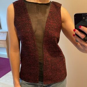 Black and Red Mesh Panel Top